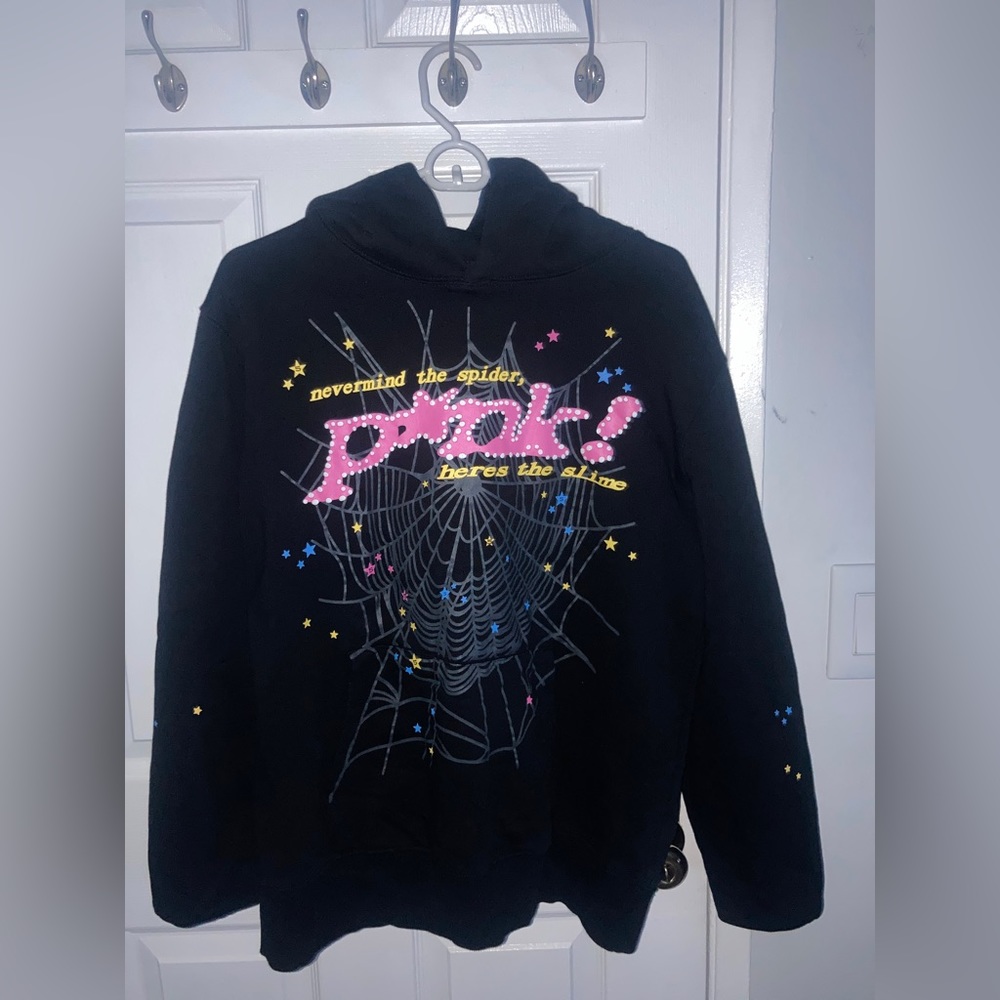 Sp5der P*NK Pink & Black Hoodie Sweatshirt | Spider Worldwide